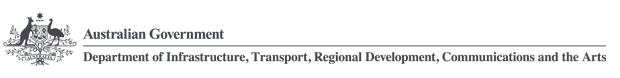 Department of Infrastructure, Transport, Regional Development, Communications and the Arts Logo and link to Homepage